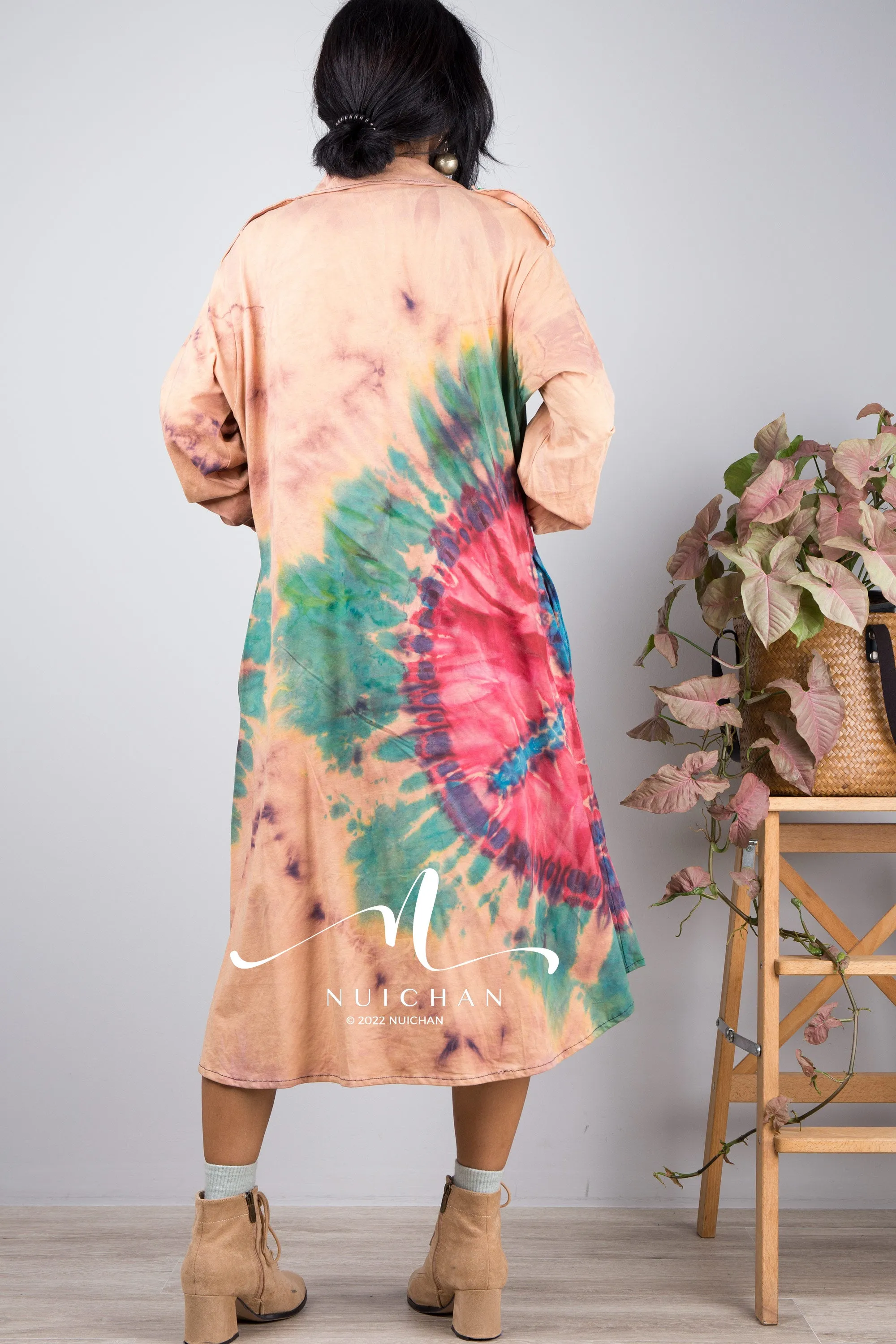 Tie dye summer shirt dress