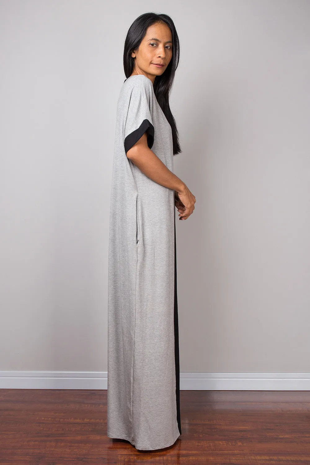 Tube Dress, Loose fit dress, two tone dress, a line dress, black and grey dress, maxi dress