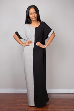 Tube Dress, Loose fit dress, two tone dress, a line dress, black and grey dress, maxi dress