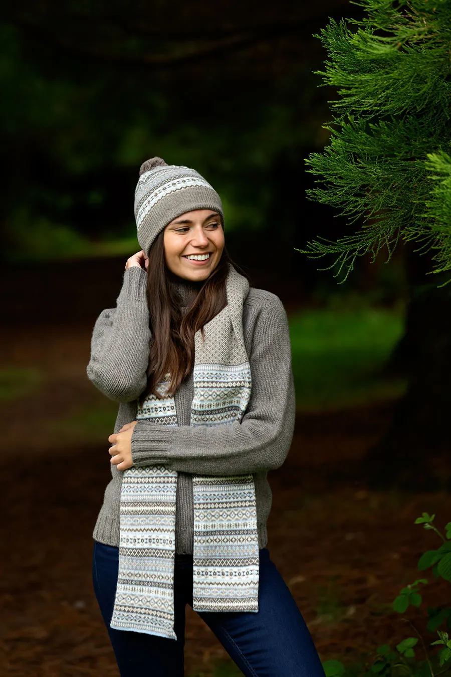 Tweed Fair isle ski hat - Linen