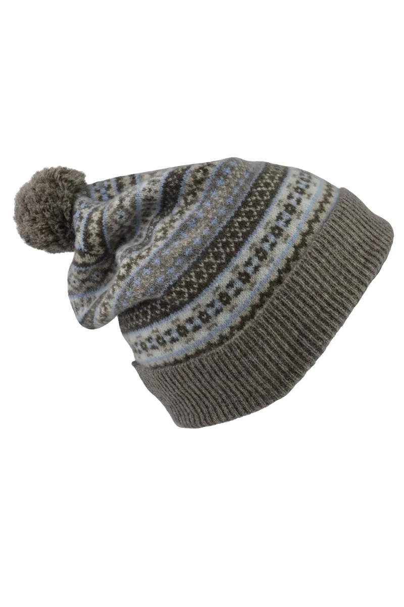 Tweed Fair isle ski hat - Linen