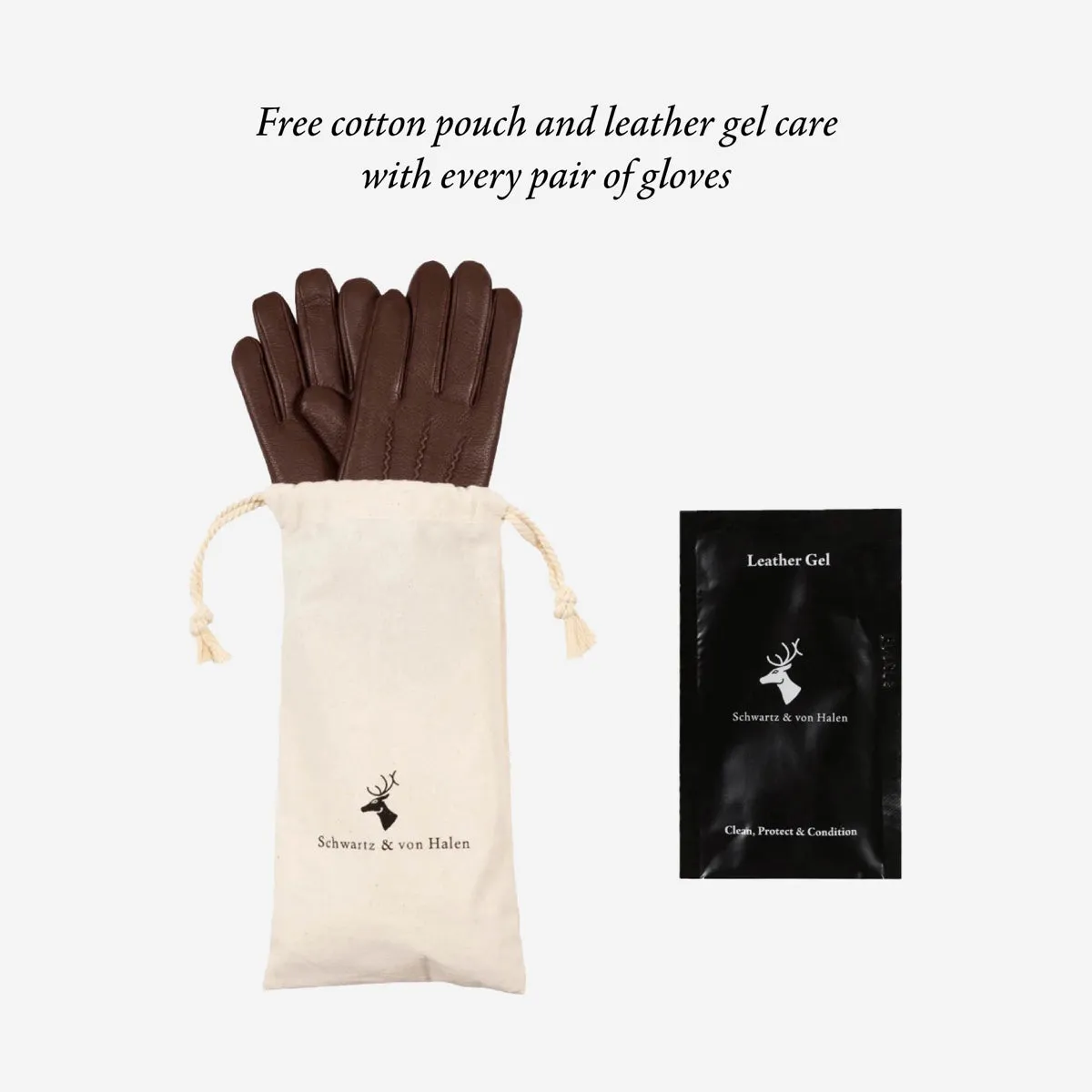 Vera – luxurious leather gloves with faux fur at the wrist and touchscreen feature