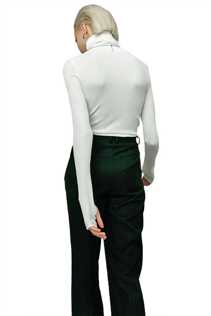 White Hollow Out Turtleneck