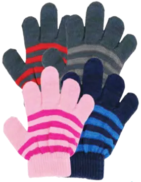 Winter Gloves-Kid's Magic Gloves, Stripe 2-4