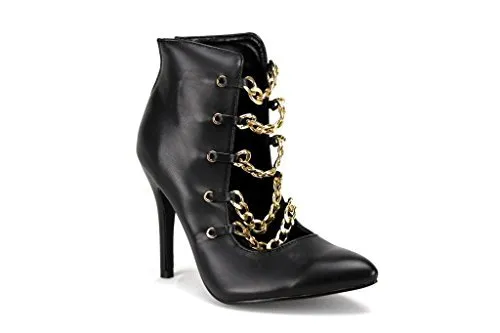 Women's Timeless015 Metal Chain Ankle High Heels