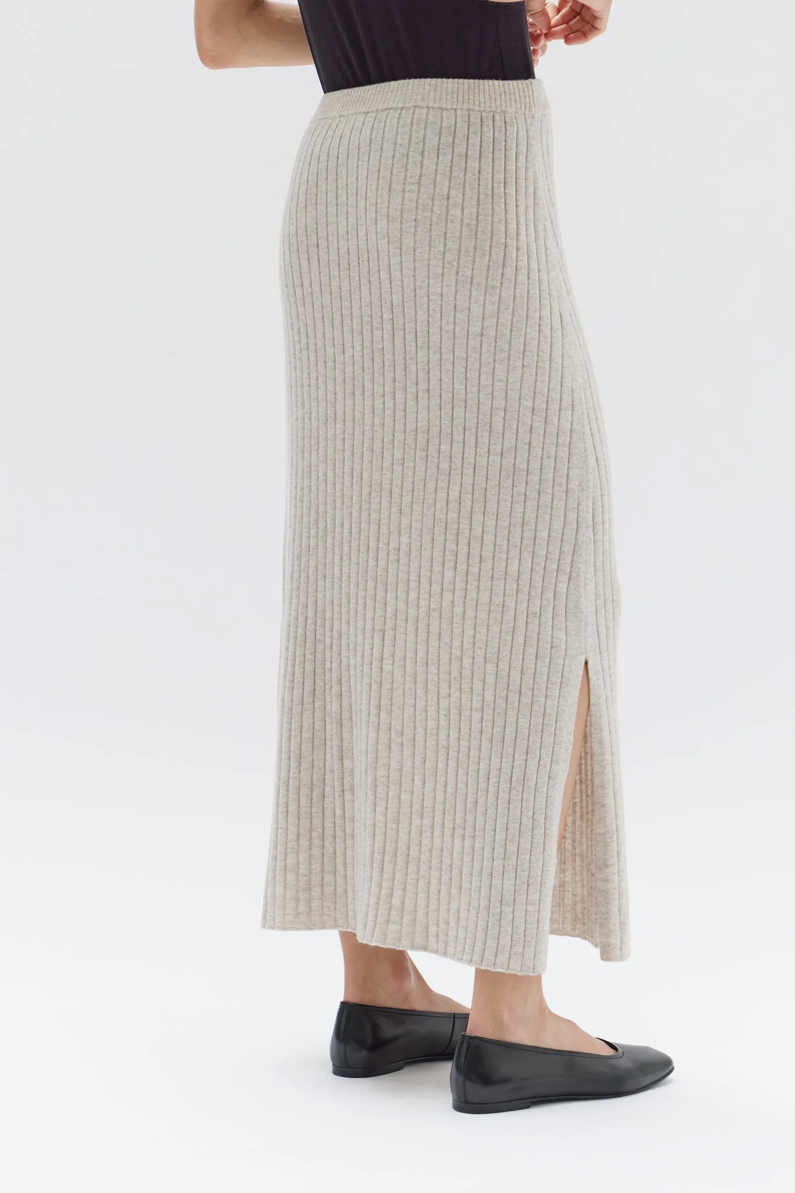 Wool Cashmere Rib Skirt