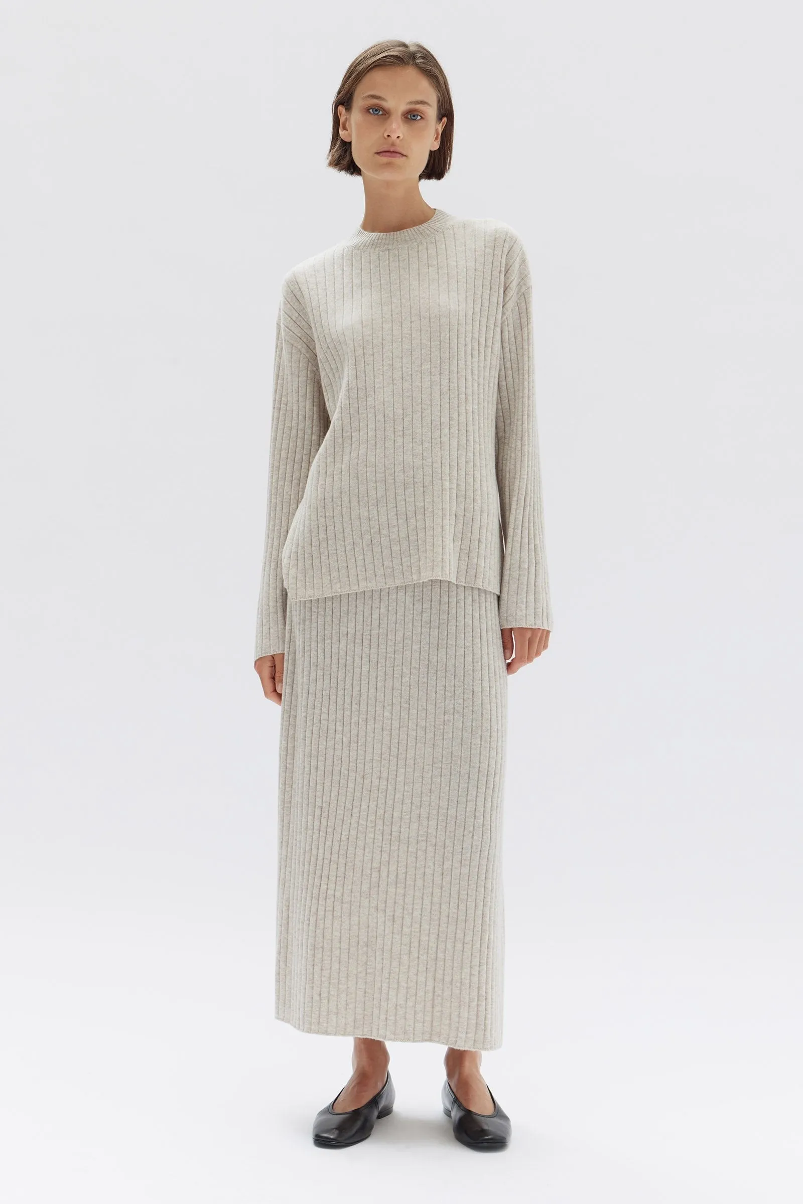 Wool Cashmere Rib Skirt