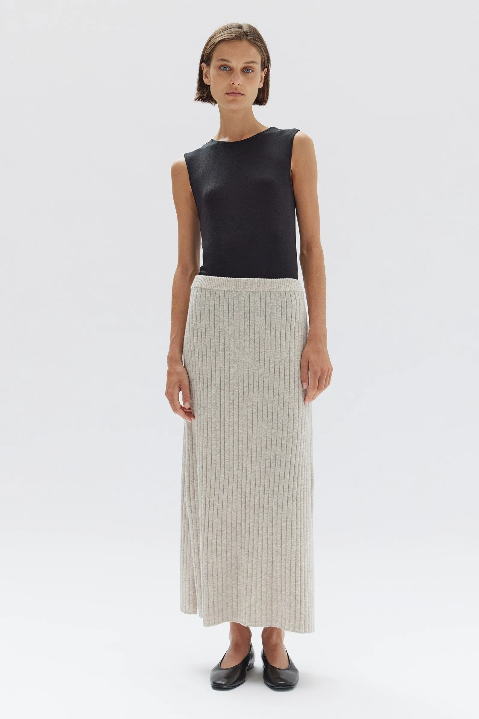 Wool Cashmere Rib Skirt